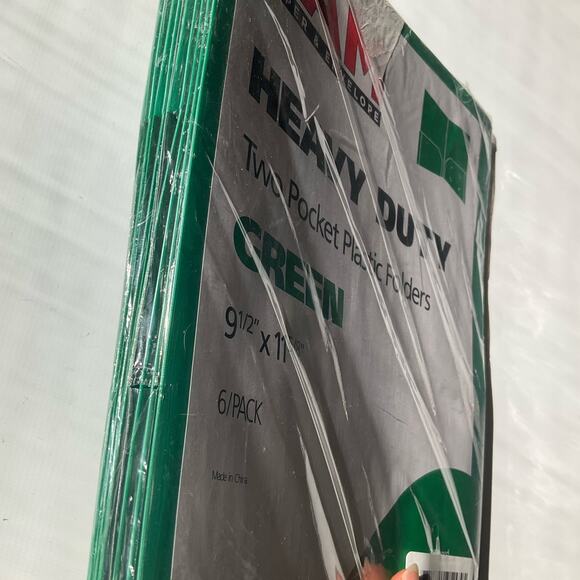 JAM Paper Heavy Duty Plastic Two Pocket Presentation Folders, Green, 6 Pack - Picture 2 of 3